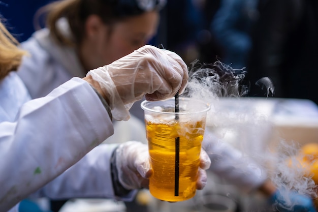 Scientists testing water quality in a brewery lab