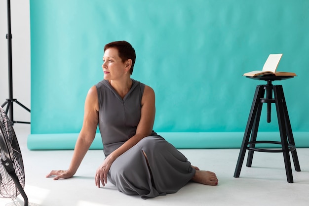 Person practicing seated breathwork with eyes closed