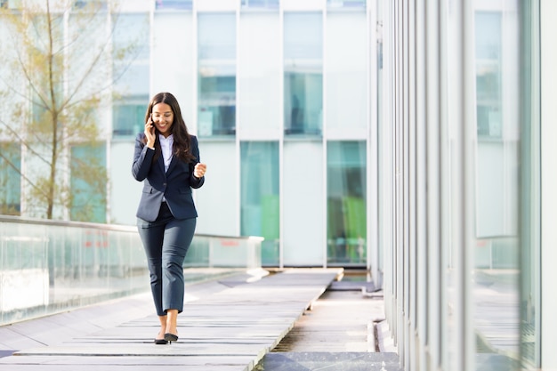 Office worker walking briskly during lunch break