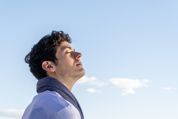 Person practicing deep breathing at desk