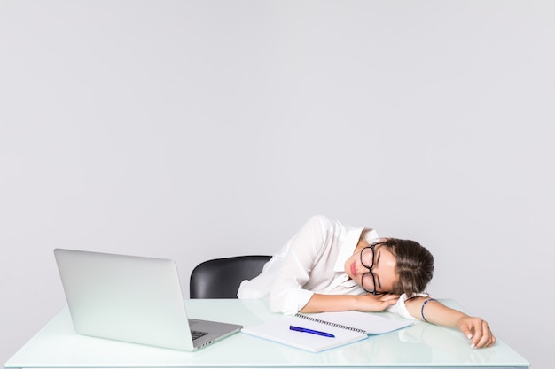 Desk worker practicing healthy sleep habits