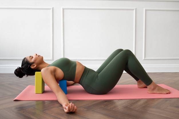 Athlete foam rolling after workout