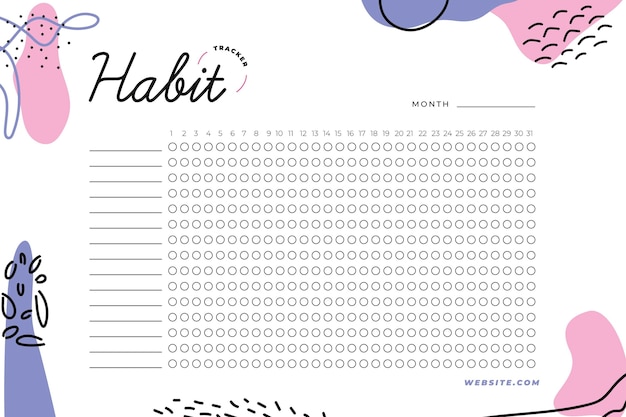Handwritten habit tracker and meal journal