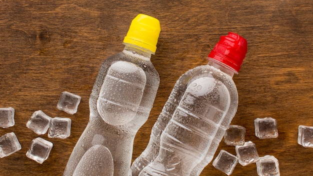 Plastic water bottles deformed by heat exposure