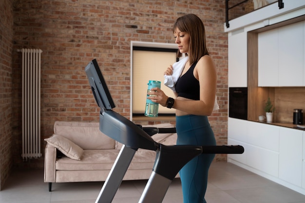 Person doing bodyweight exercises at home