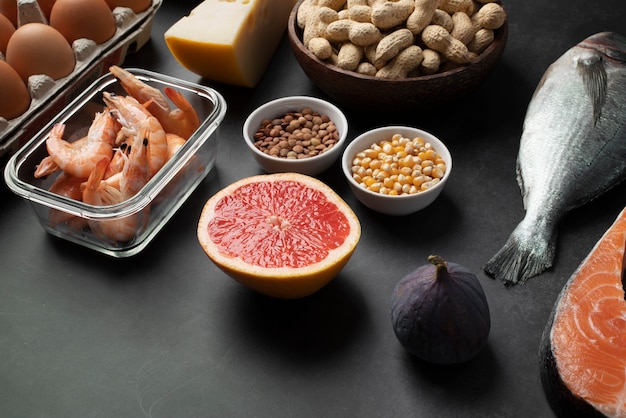 Foods rich in iodine like fish, dairy, and iodized salt