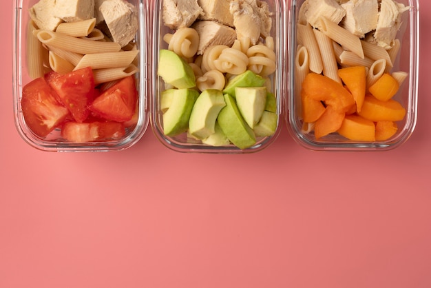 Glass containers with prepared meals