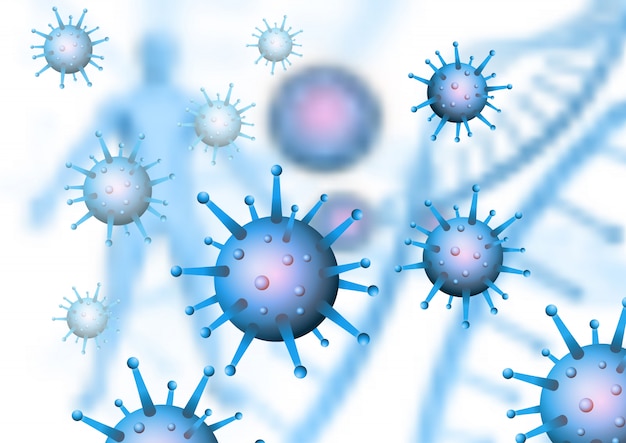 Measles virus particles floating in indoor air