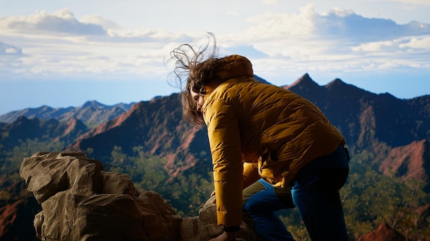 Hiker pushing through a long trail