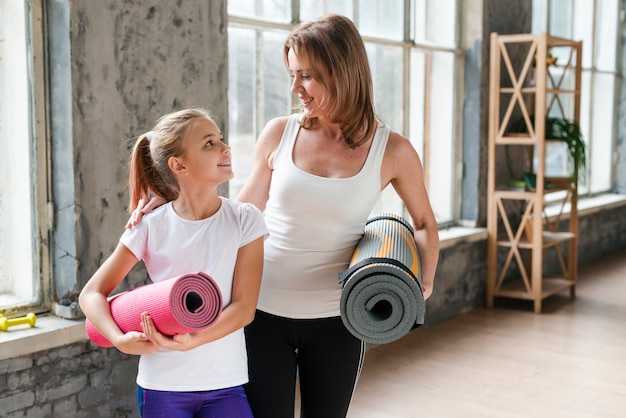New mom using resistance bands for strength training