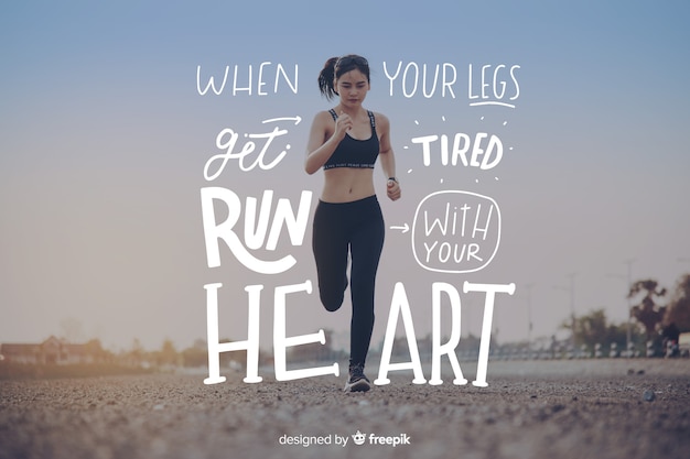 Runner with motivational notes on water bottle