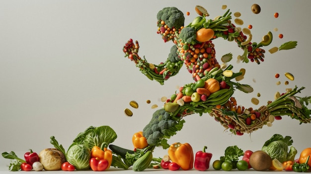 Person walking near a healthy meal