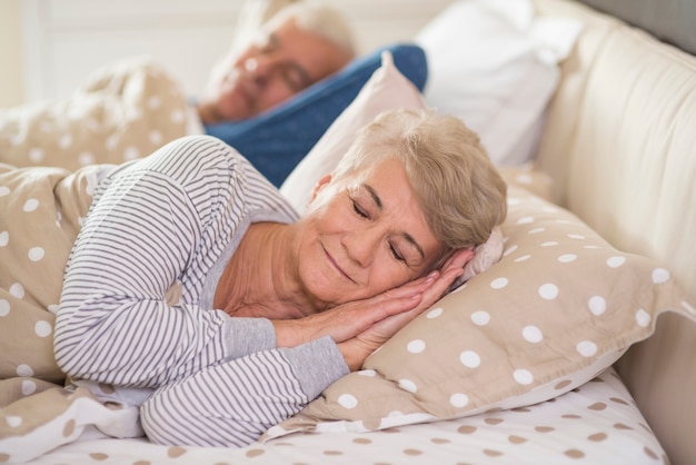 Senior adult sleeping soundly at night