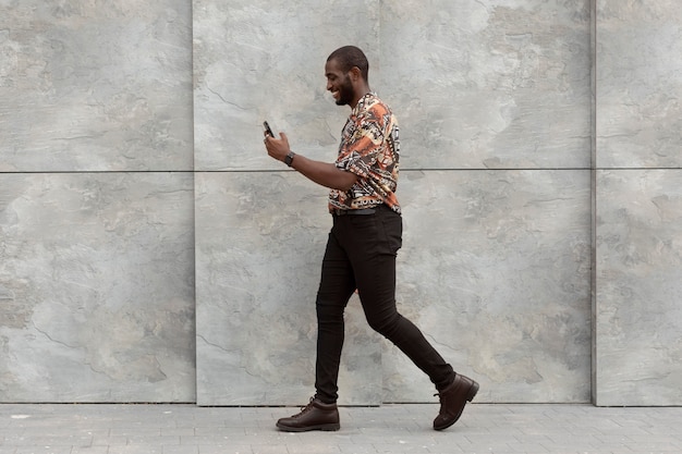 Person walking while listening to music