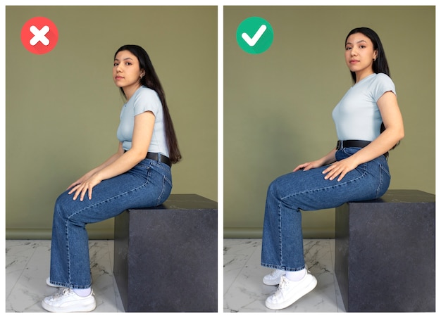 Comparison of poor and proper sitting posture
