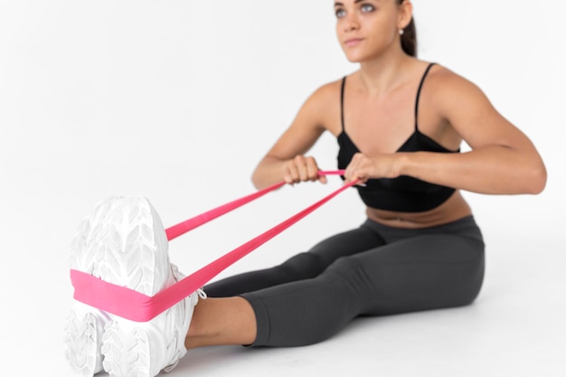 Proper form during resistance band exercises