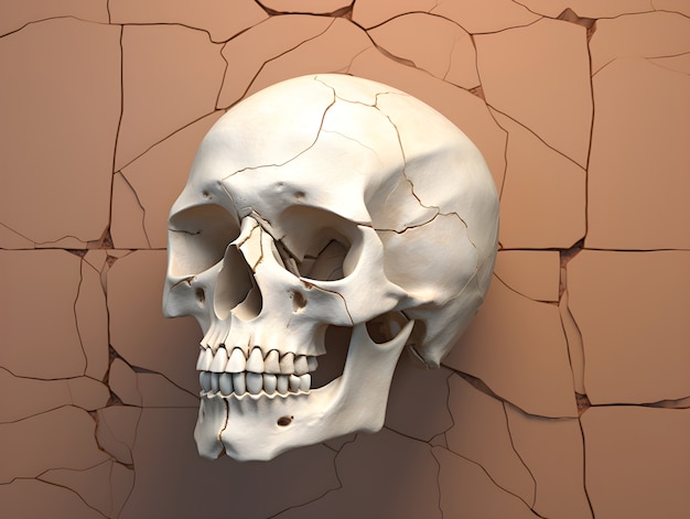 Diagram showing skull bone marrow and channels to meninges