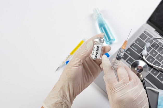Scientist analyzing vaccine antibody levels in a lab