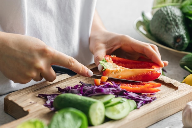 Chopped colorful vegetables ready for roasting or steaming