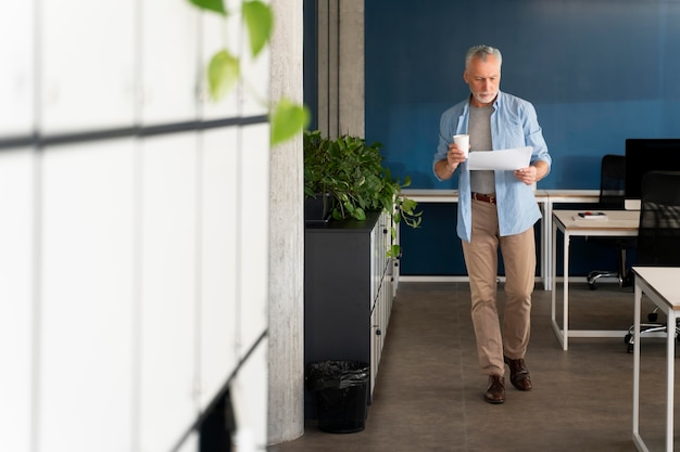 Desk worker taking a walk during break