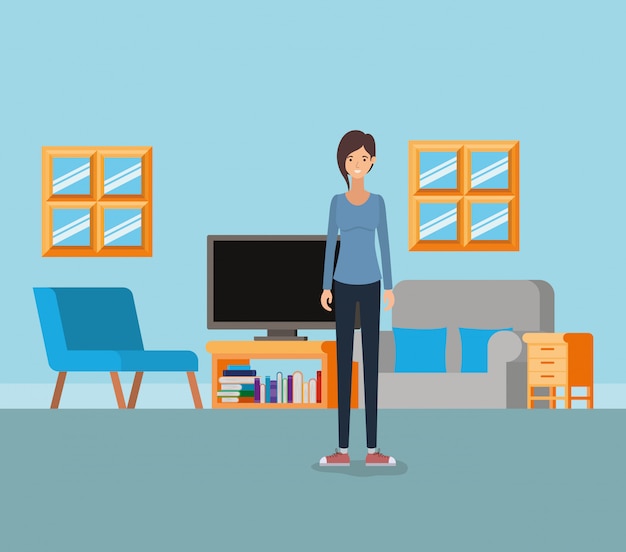 Person walking in place while watching TV