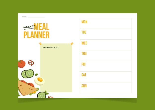 Weekly meal prep layout with containers