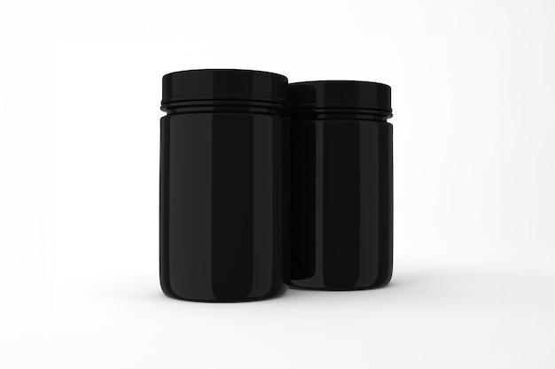 Whey protein powder in a glass jar with a scoop